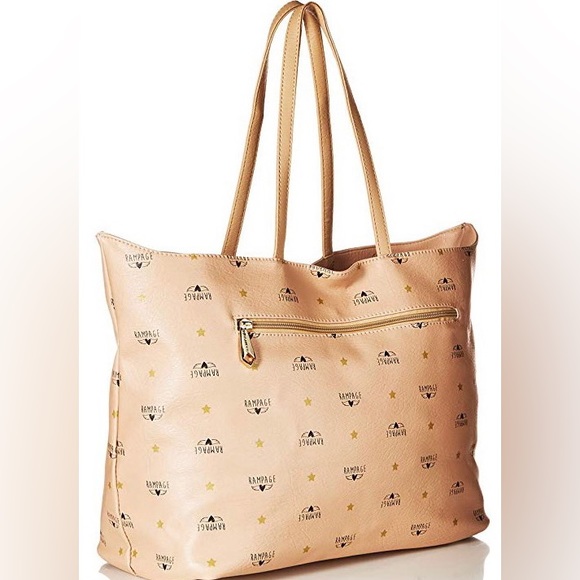 Rampage Handbags - NWT Rampage Wing Logo Shoulder Bag Tote Purse Carryall Roomy Almond Weekender